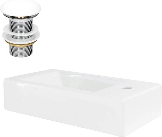 Wastafel inclusa con impianto di scarico bianco senza sovrappiatto 46x26x11 cm ceramica bianca