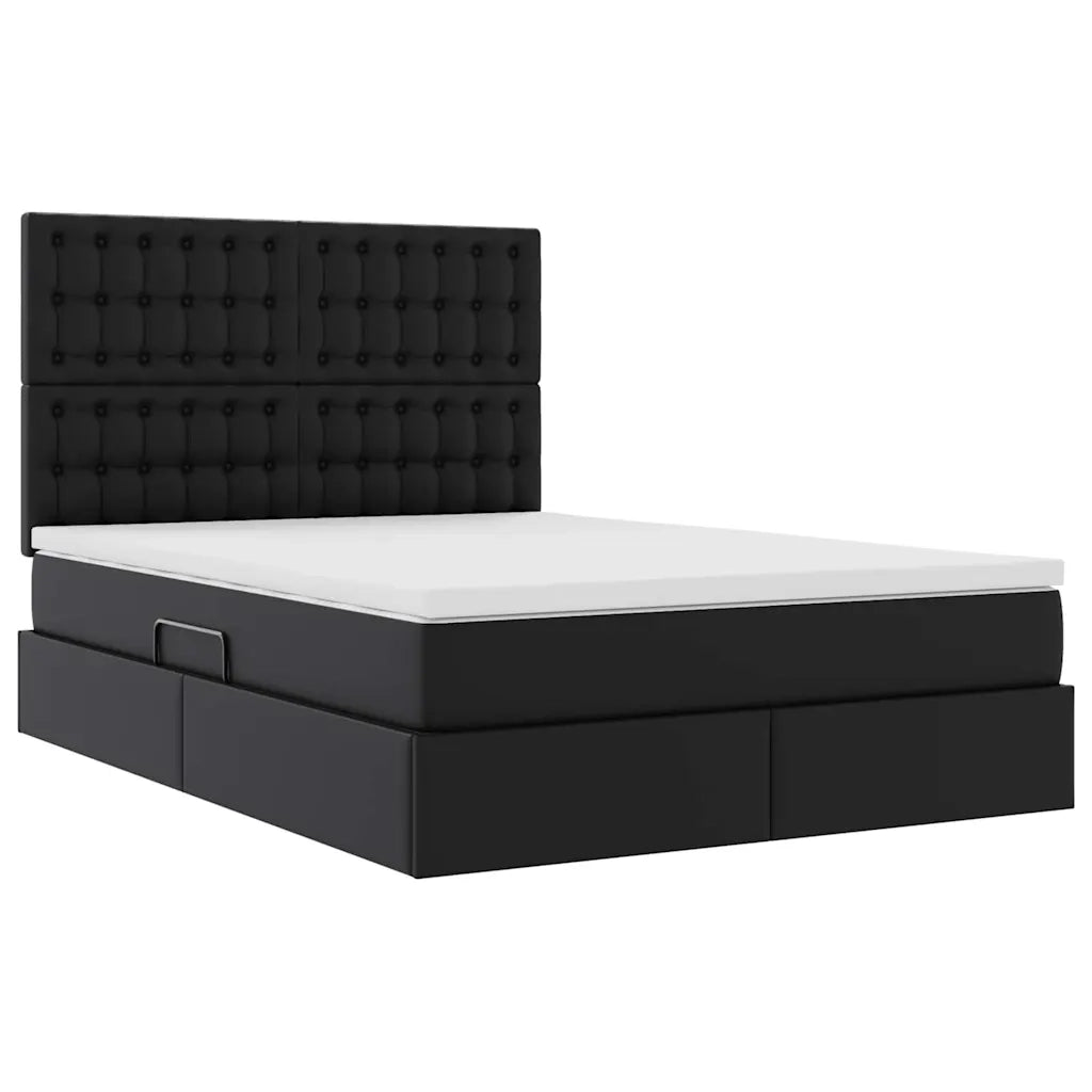 Letto con Contenitore Nero 140 x 200 cm Pelle Sintetica 3371669