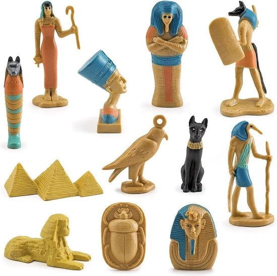 Ornamenti miniaturistici dell'antico Egitto - 12 pezzi figurine di dio e dea - set di statue in PVC - accessori per decorazioni festive - BL-1136 (egiziano).