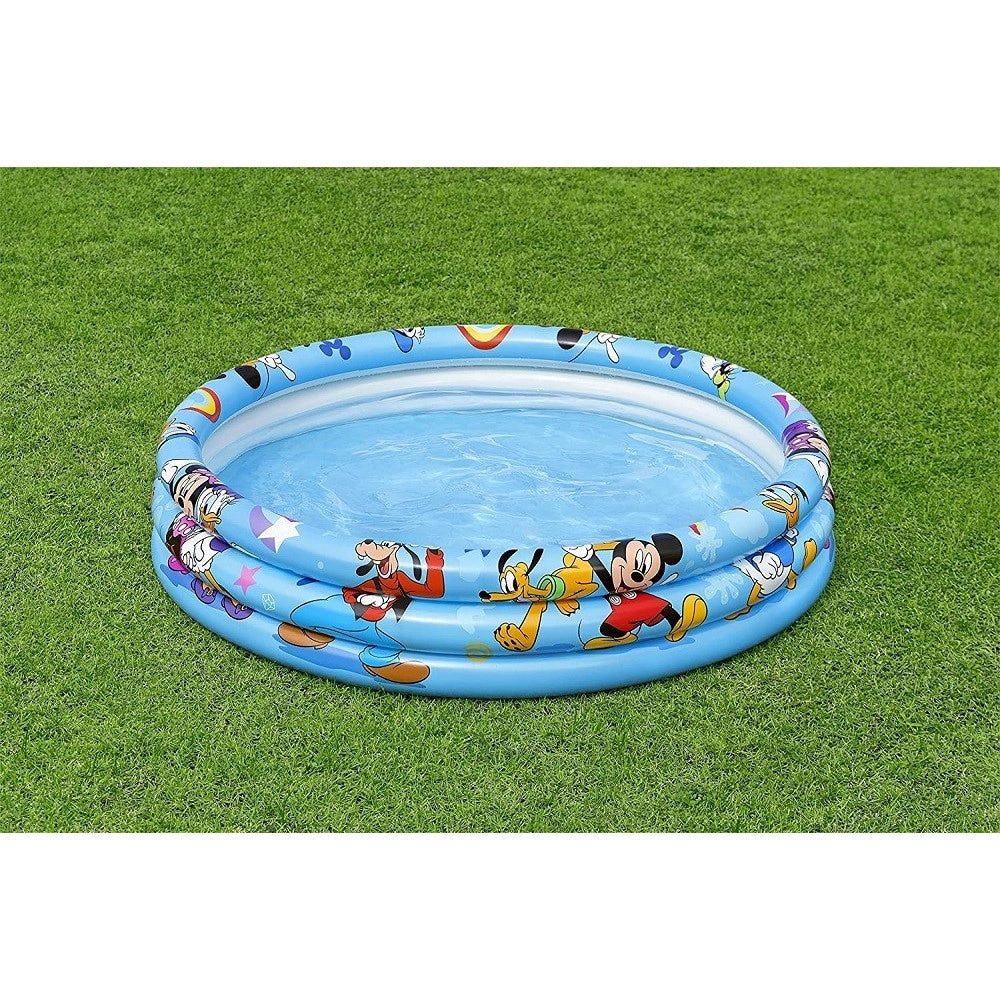 Trade Shop - Piscina Gonfiabile 3 Anelli 122 X 25 Cm Topolino Mickey Mouse Per Bambini 91007 -