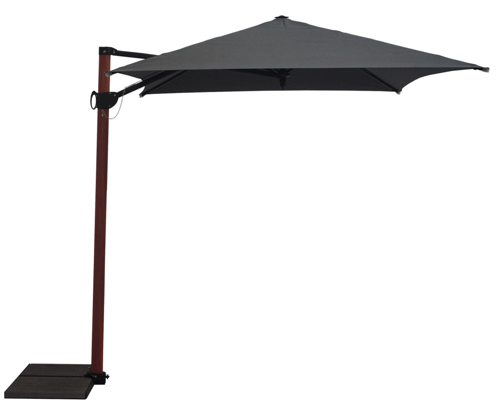 Ombrellone da Giardino Decentrato 3x2m Palo in Alluminio Effetto Legno Tessuto Poliestere Trend Wood Antracite