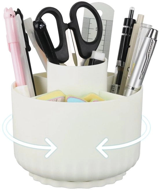 Organizzatore per ufficio 360 gradi rotativo, Organizzatore per penne Bianco con 5 compartimenti, Penne per ufficio per bambini Grande capacità per scuola, famiglia, ufficio archiviazione