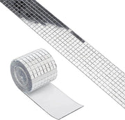 Specchi Mozaïco Autoadesivi 4x100cm per Decorazione DIY Artistica - Tegole di Specchio Quadrato Piccole per Festa - Disco Ball Decorazione per Ambiente - Argento