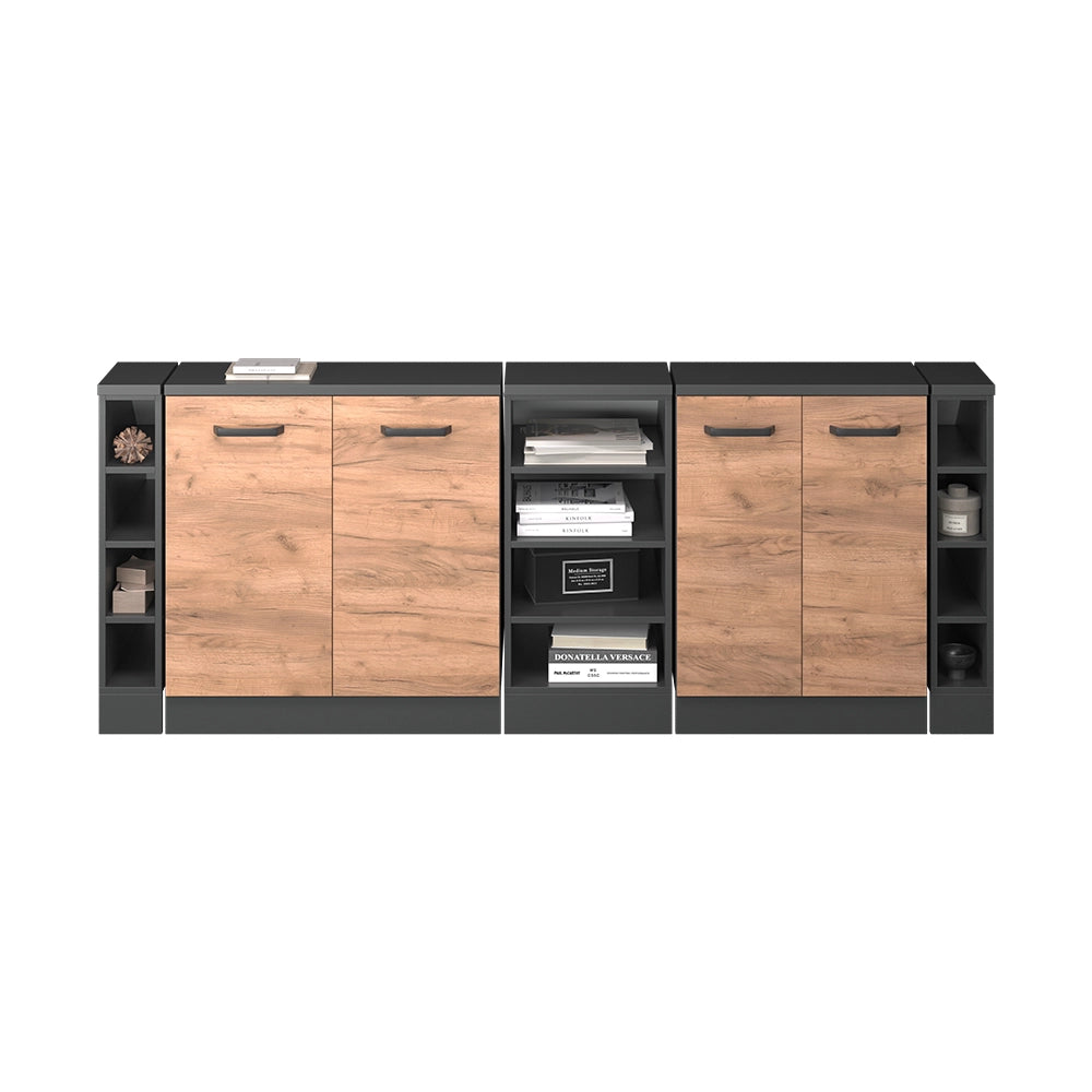 Set di mobili sottotetto Rion Rovere dorato/Antracite 210 cm Set di 5 carcasse armadio profondità 60 cm Vicco