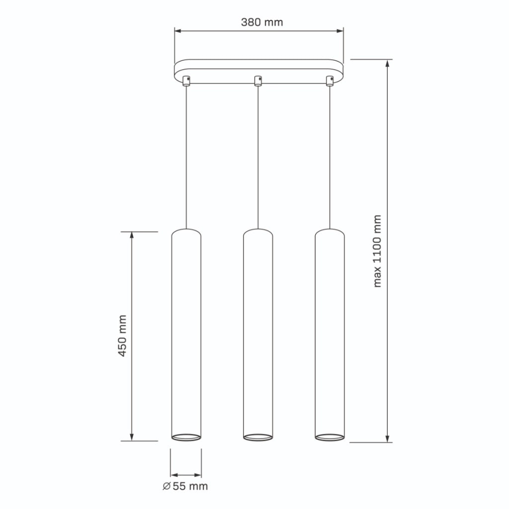 Lampada sospensione barra 38cm 3xGU10 grigia Polux