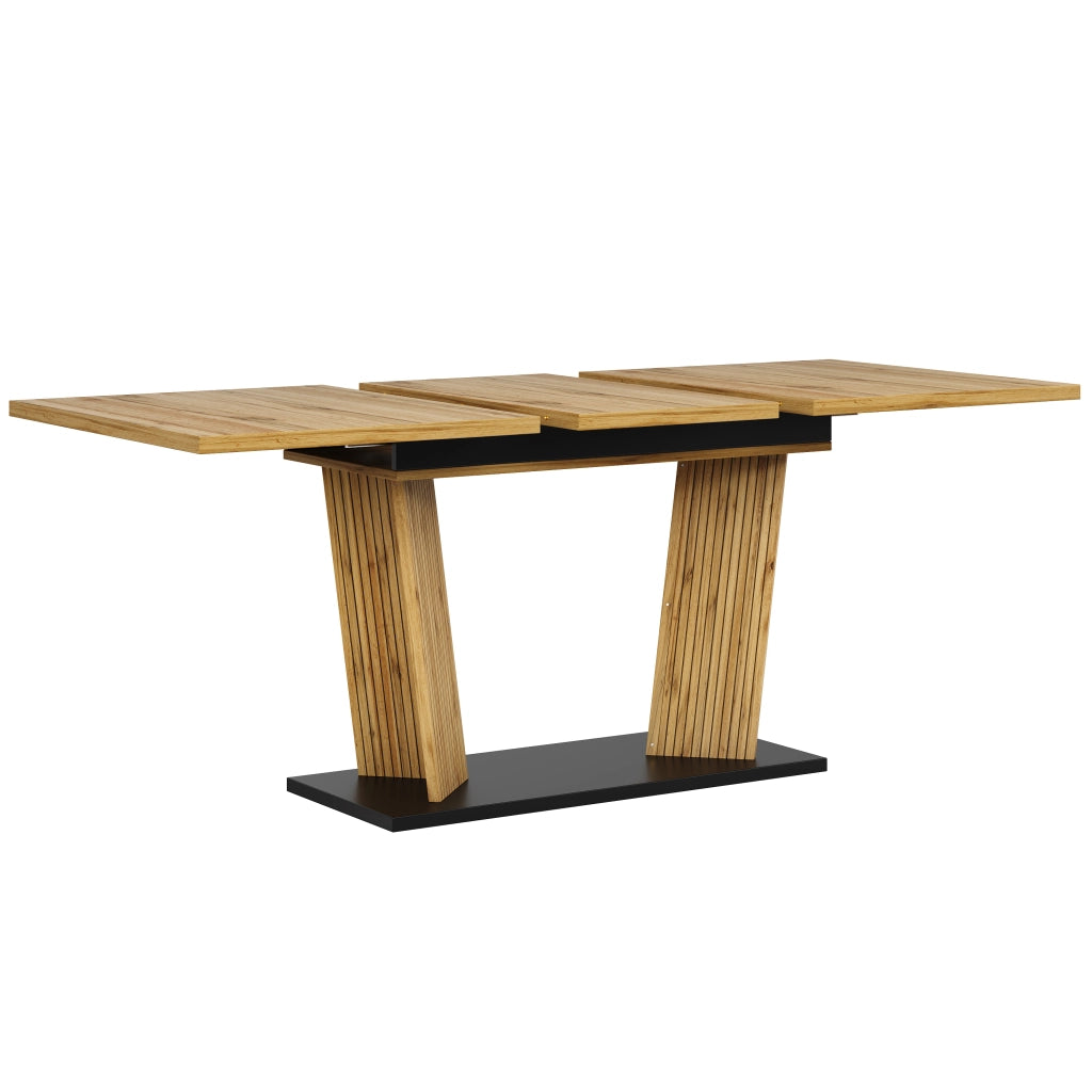 Tavolo da pranzo estensibile 120x80x76 cm in MDF e metallo rovere