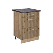Vicco Mobiletto base per cucina Rovere artigianale 60 cm con cassetti, PL Antracite