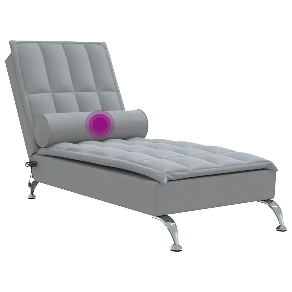 Chaise Longue Massaggi Cuscino a Rullo Grigio Chiaro in Tessuto CFW9771073