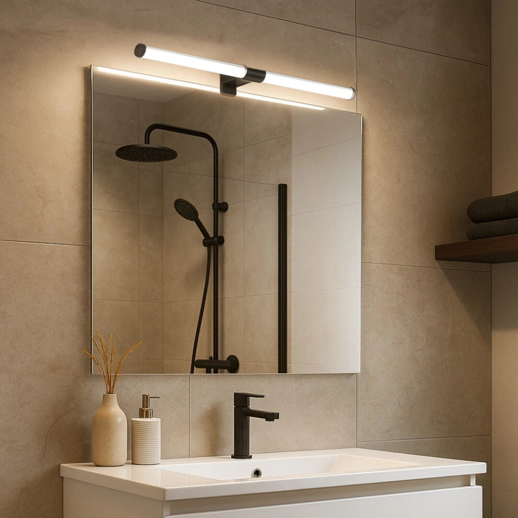 Applique bagno specchio LED Zain nera IP44 Rabalux