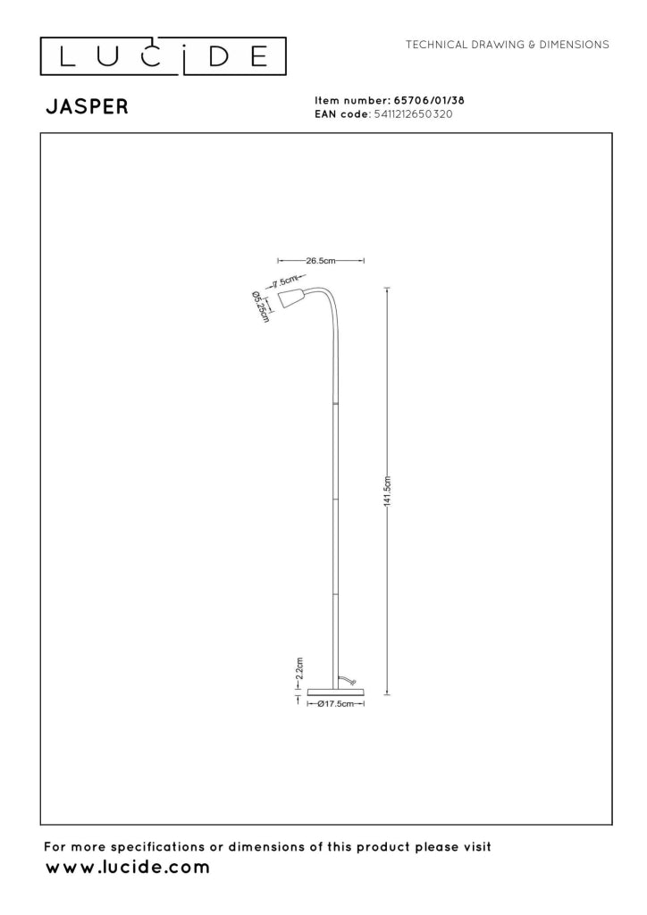 Lampada da terra JASPER 1xGU10 beige nera Lucide