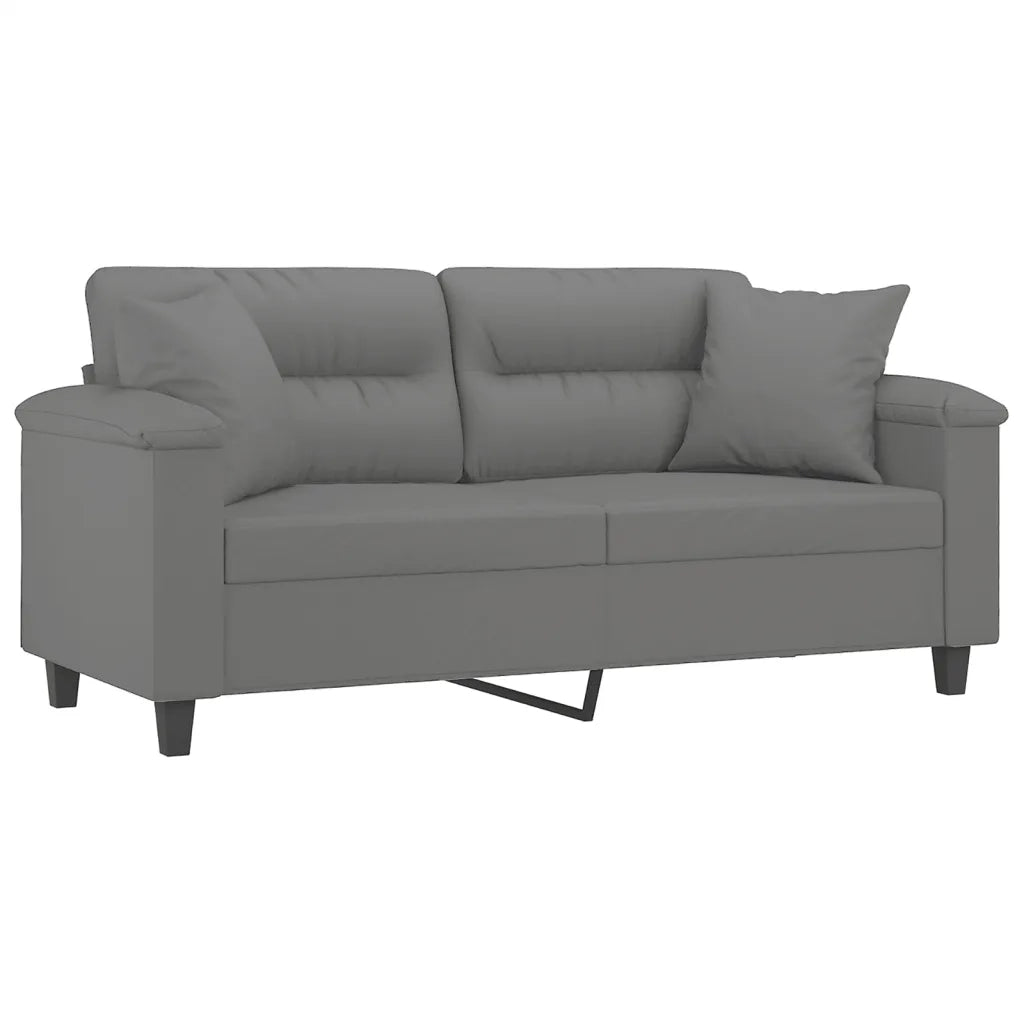Divano 2 Posti Cuscini-Sofa 2 Posti con CusciniGrigio Scuro 140 cm Tessuto Microfibra