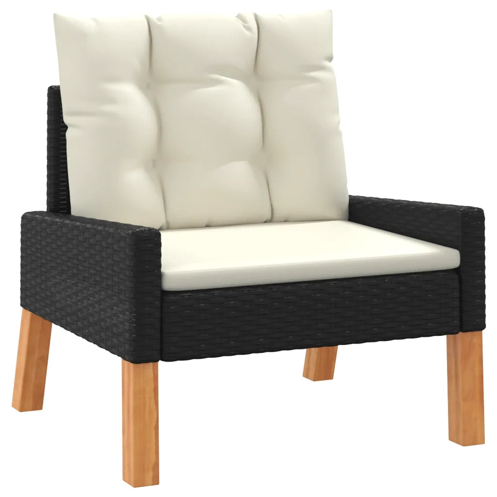 Set da Giardino 4 pz con Cuscini in Polyrattan e Legno Massello cod mxl 42677