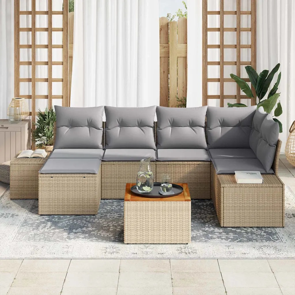 Set Divano da Giardino 7 pcs beige e grigio chiaro