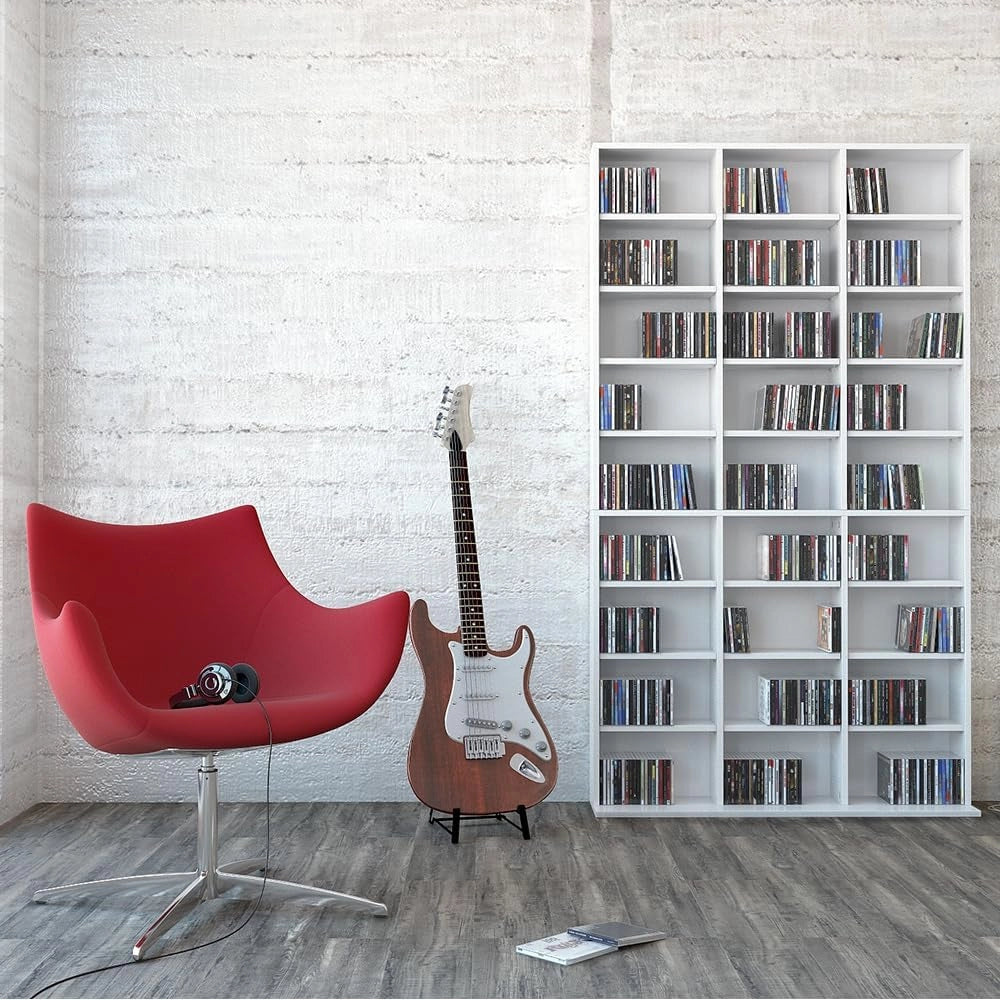 Scaffale porta cd Jukebox, Bianco, 102 x 178 cm