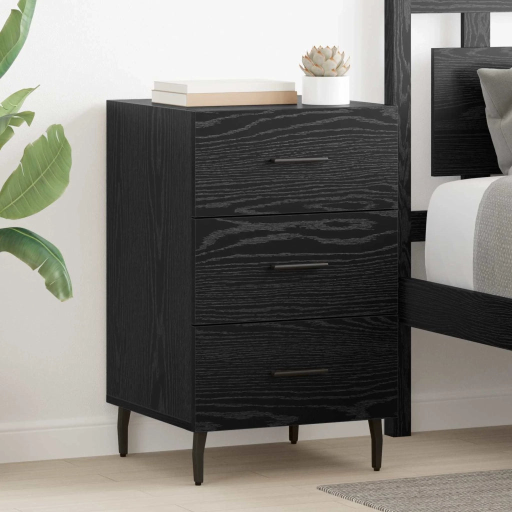 Armadio da Notte Rovere Nero 40 x 40 x 66 cm Legno multistrato
