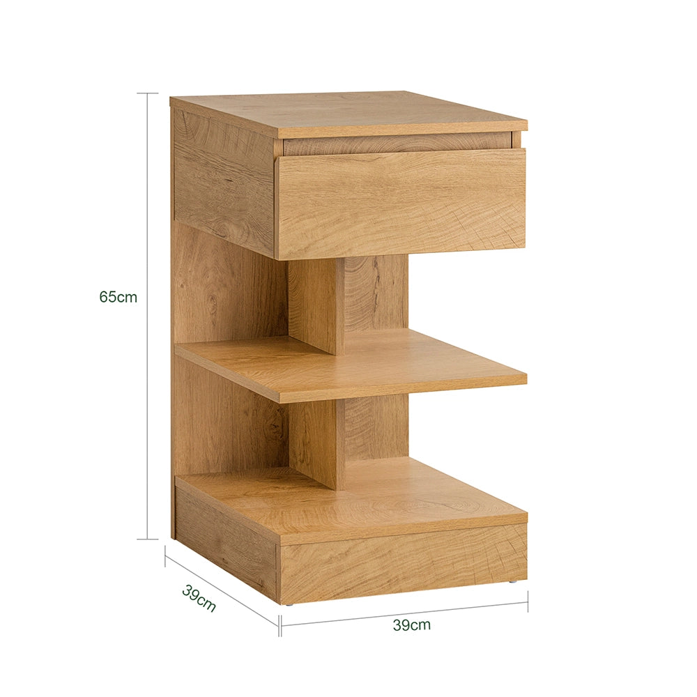 SoBuy FBT49-Nx2, Set di 2 Comodino Camera da Letto - Comodino con 1 Cassetto e 2 Ripiani, Tavolino Salotto - Moderna Cassettiera L39 x P39 x A65 cm Naturale