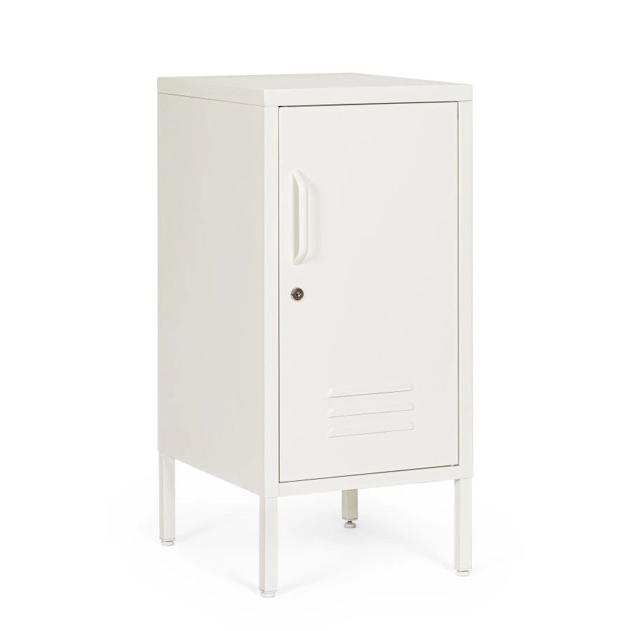 COMODINO METALLO 1 ANTA CAMBRIDGE  BIANCO CREMA 40X35X76H CM