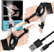 Paar LED-zaklamphandschoenen handsfree oplaadbaar, durata 5-6 ore, luce flessibile, unico gadget per uomini, donne, regalo per padre, compleanno, Natale, campeggio, pesca.