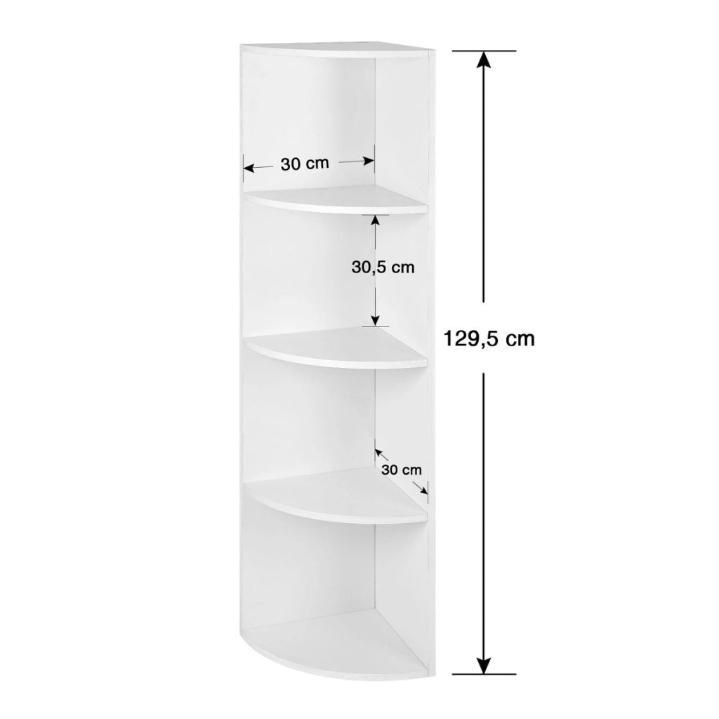 Scaffale angolare bianco a 5 ripiani in legno