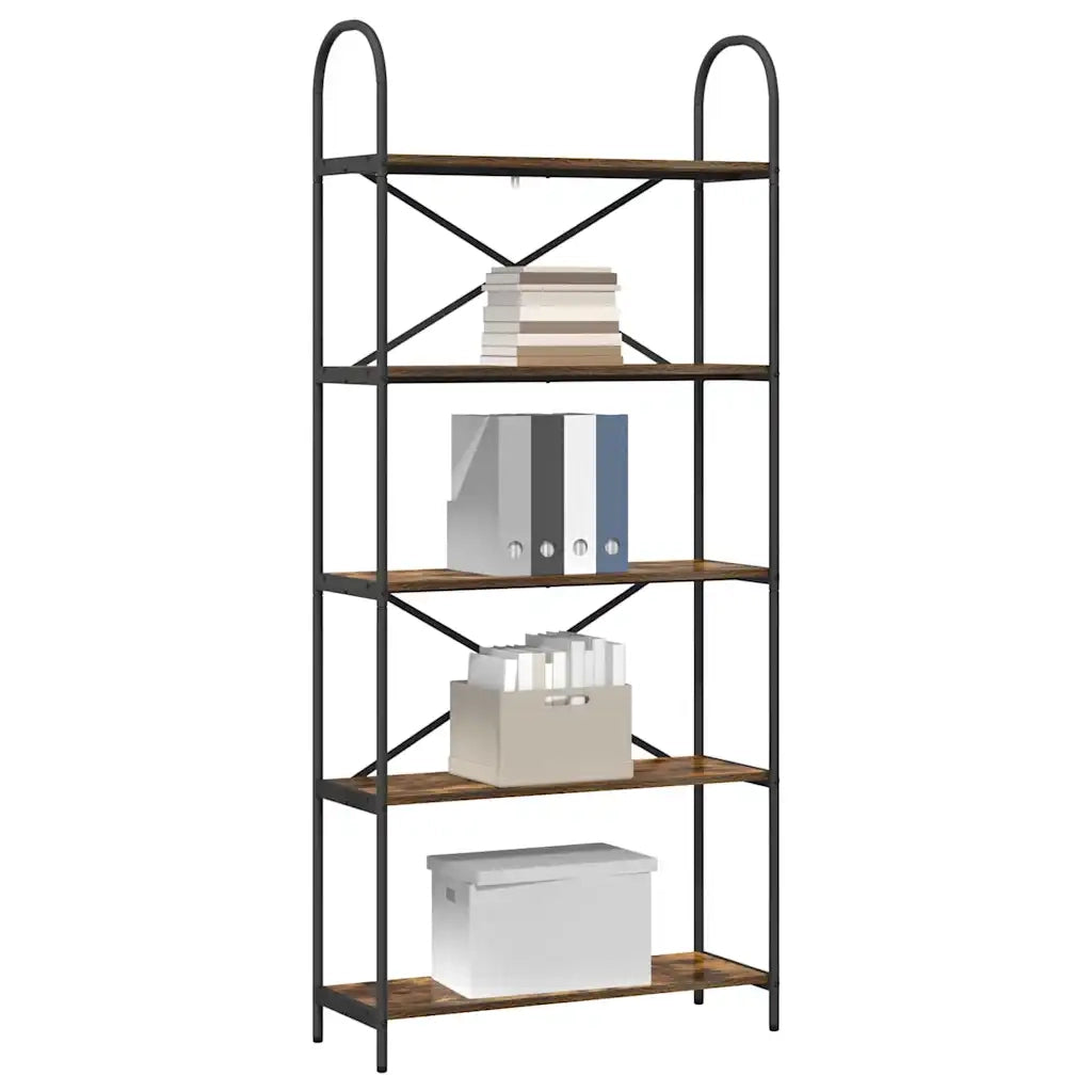 Libreria-Scaffale per Libri-Mobile di Stoccaggio Rovere fum¨¦ 80 x 30 x 183 cm Legno multistrato 924548