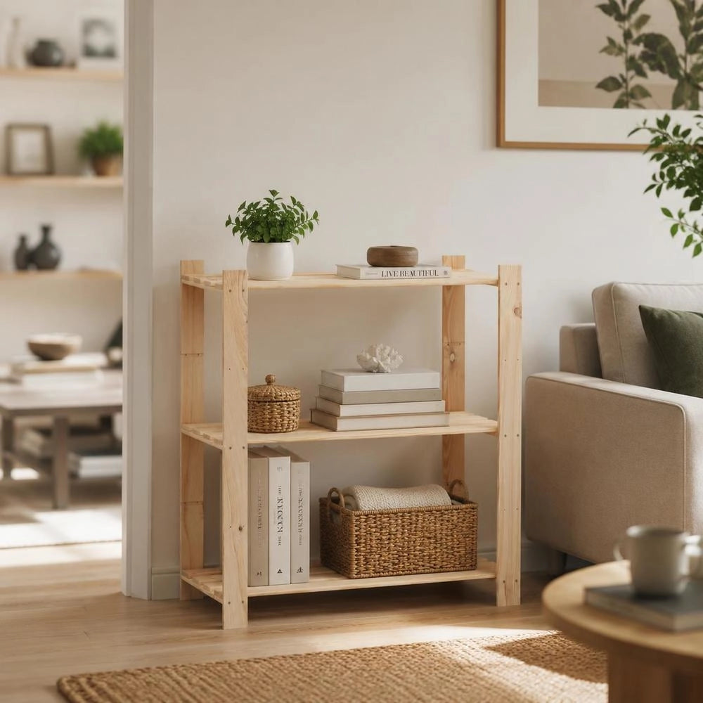 Storage Rack With 3 Shelves 80x38x90 Cm Solid Pine Wood 150 Kg