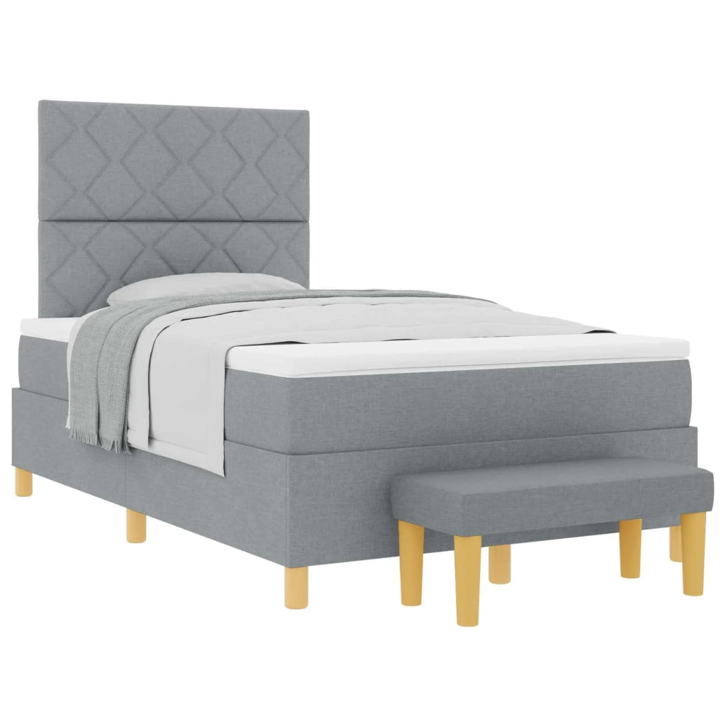 Letto a molle con materasso Grigio chiaro 120 x 200 cm Tessuto