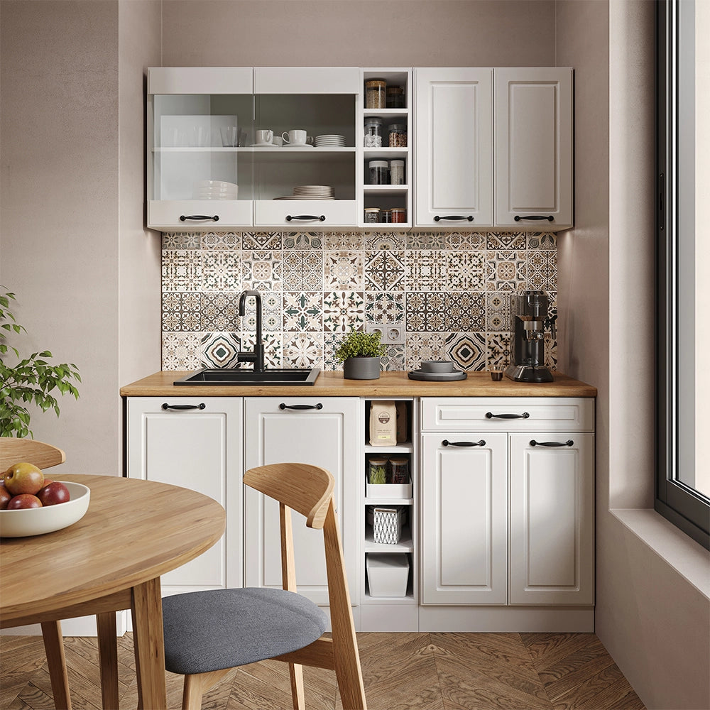 Vicco Cucina completa Casa di campagna bianca/bianco 160 cm , PL Antracite