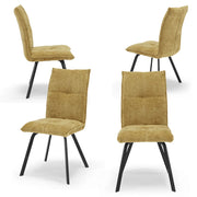 Set 4 sedie imbottite per sala da pranzo LETIZIA, design moderno, gambe robuste in metallo, rivestimento in tessuto spesso e idrorepellente effetto tridimensionale colore Senape
