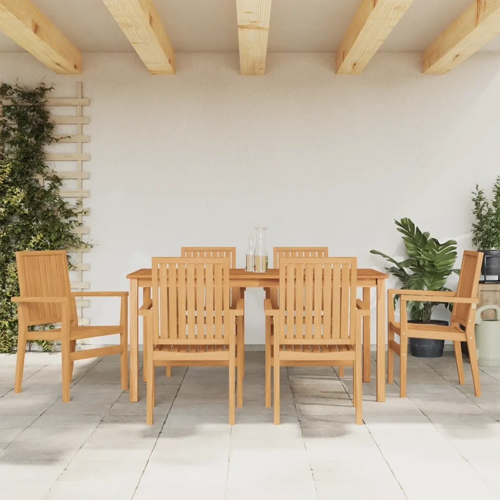 Set da Pranzo da Giardino 7 pz in Legno Massello di Teak 3157918