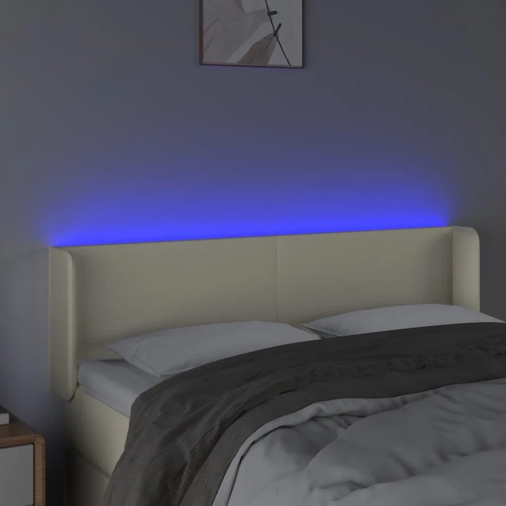 Testiera a LED Crema 147x16x78/88 cm in Similpelle cod mxl 48115