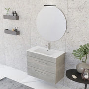 Mobile bagno sospeso 80 cm Smart grigio legno con lavabo e specchio