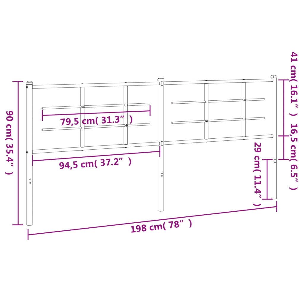 Testiera | Testata di Ricambio in Metallo Nero 193 cm