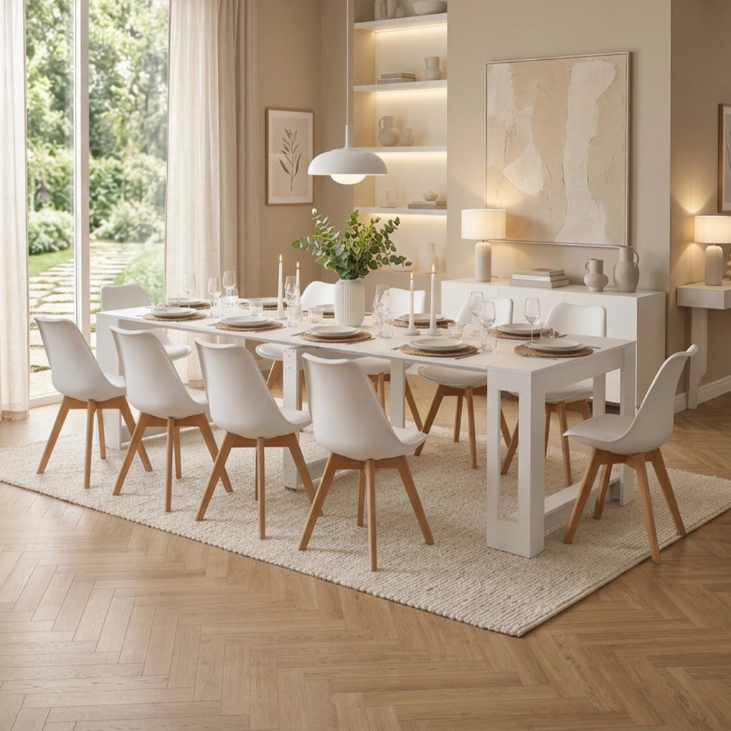 Tavolo consolle allungabile, tavolo da pranzo 45/300×90 cm bianco- Atena