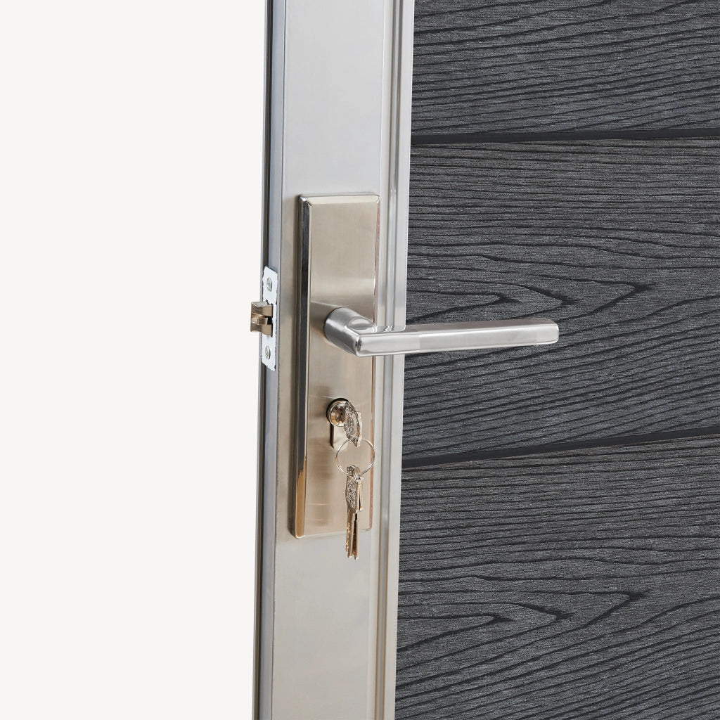 Cancello da Giardino Pedonale Segovia 90x180 cm Porta per Recinzione con Serratura - Grigio NEU.HOLZ