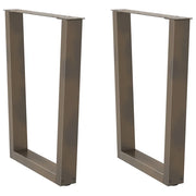 Gambe per tavolo da pranzo a forma di V 2 pz in acciaio naturale 70x(72-73,3) cm