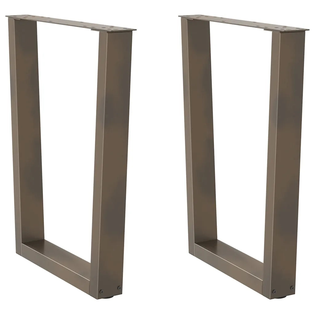 Gambe per tavolo da pranzo a forma di V 2 pz in acciaio naturale 70x(72-73,3) cm