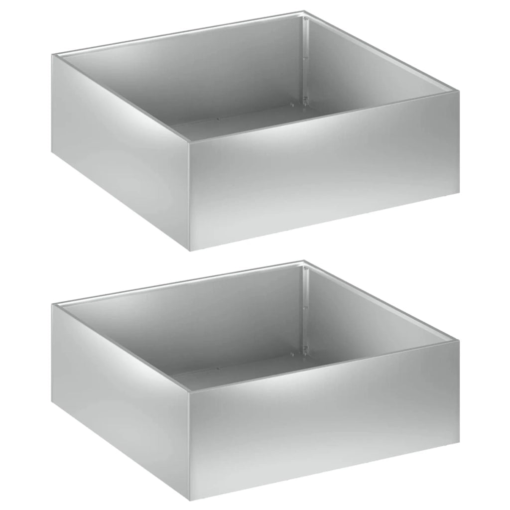 Vaso da giardino 2 pz Argento 60 x 60 x 20 cm Acciaio zincato 8005005