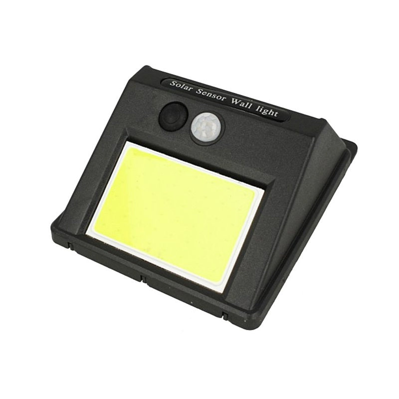 Luce Led COB Da Parete Con Pannello Solare Sensore Movimento e Crepuscolare 0,65W IP65 Nero Esterno per Giardino