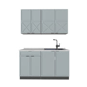 Cucina completa Fame-Line Blu-grigio chiaro/Antracite 140 cm senza piano di lavoro Vicco