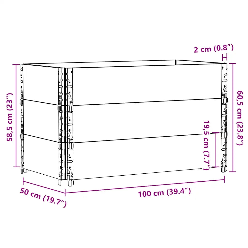 Paretali per Pallet 3 pz Neri 100x50cm Legno Massello di Pino CFW8475019