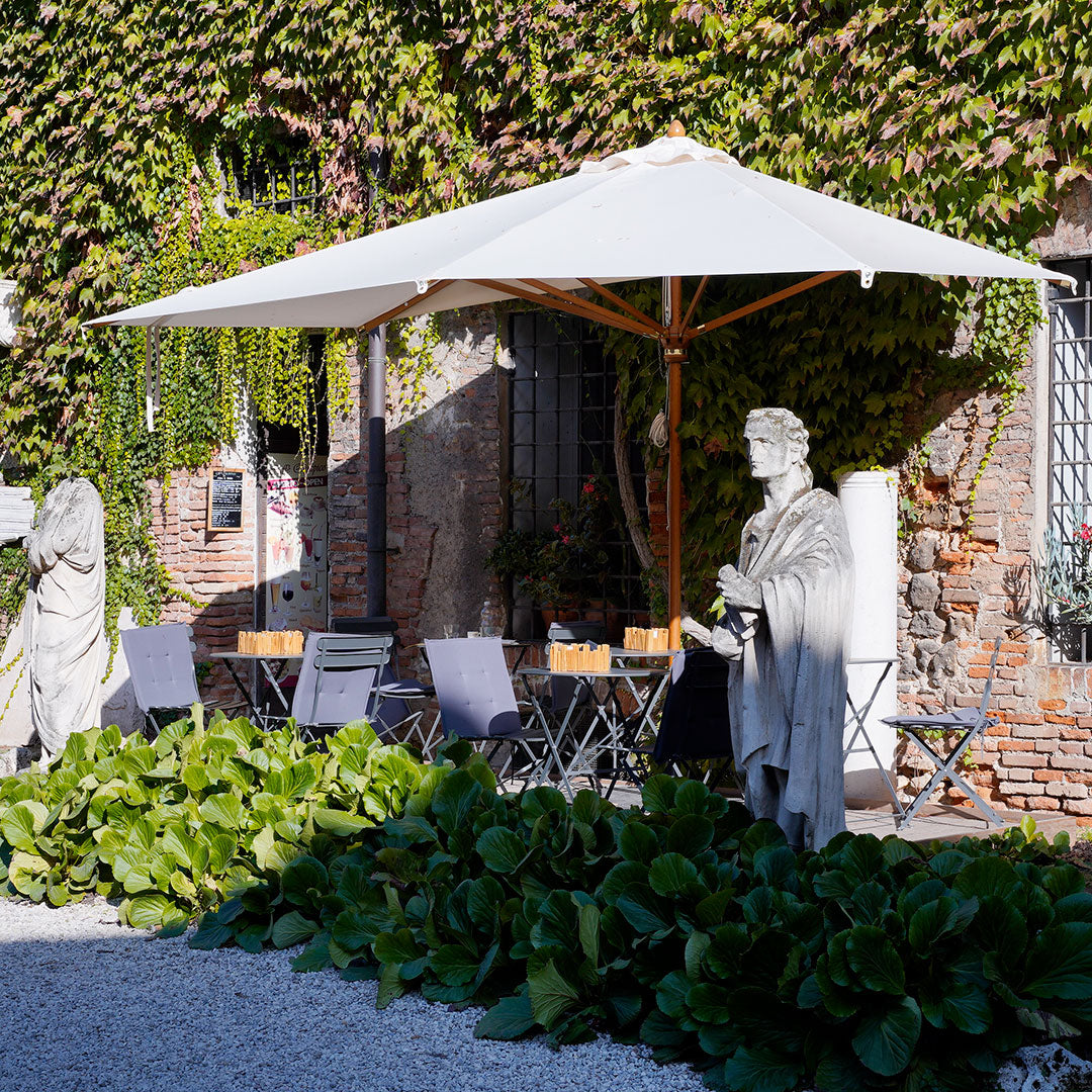 Mezzo Ombrellone da Giardino 1,5x3m Palo in Legno Ecrù