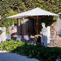 Mezzo Ombrellone da Giardino 1,5x3m Palo in Legno Ecrù