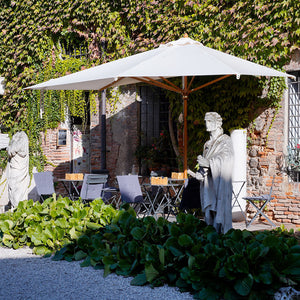 Mezzo Ombrellone da Giardino 2x4m Palo in Legno Ecrù