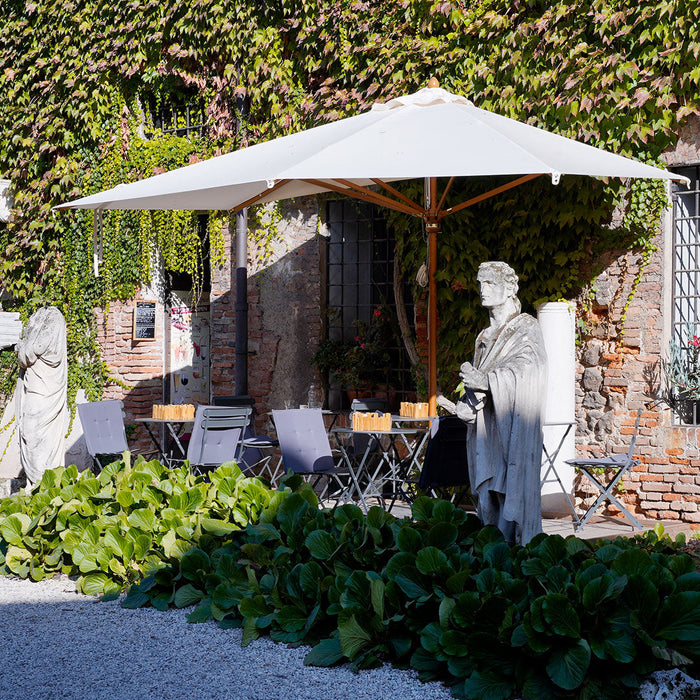 Mezzo Ombrellone da Giardino 1,5x4m Palo in Legno Ecrù