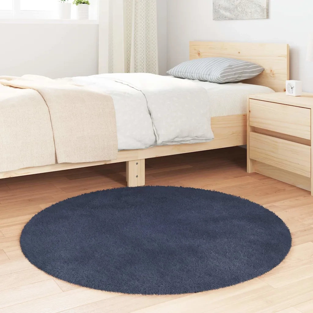 Tappeto Shaggy a Pelo Lungo NAVARRA Blu Marino 100x100 cm 4102899