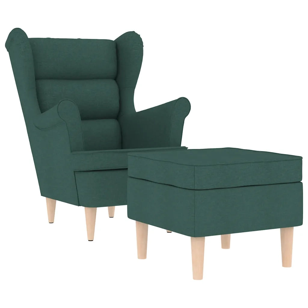Poltrona | Sedia Relax con Poggiapiedi Verde Scuro in Tessuto
