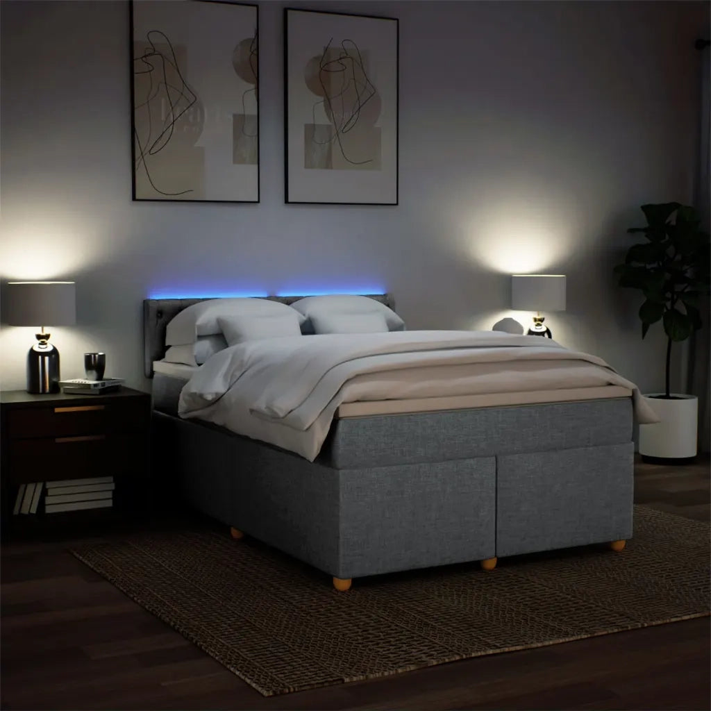 Giroletto a Molle con Materasso Grigio Chiaro 140x190cm Tessuto