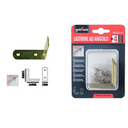 Trade Shop - Set 4 Pz Lastrina Lastrine Ad Angolo Forma L 50x20x2mm Con Viti Per Mobili 91218 -