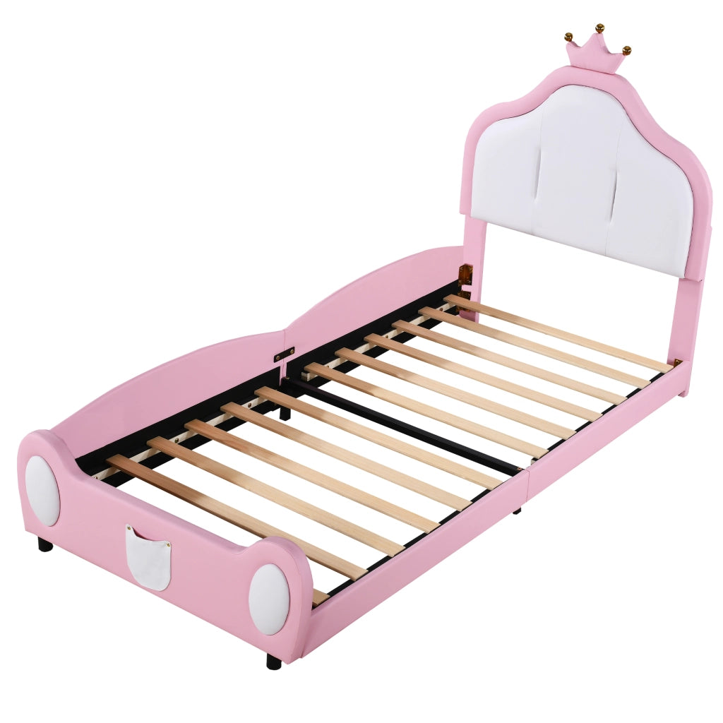 letto imbottito ecopelle rosa 90 x 200 cm