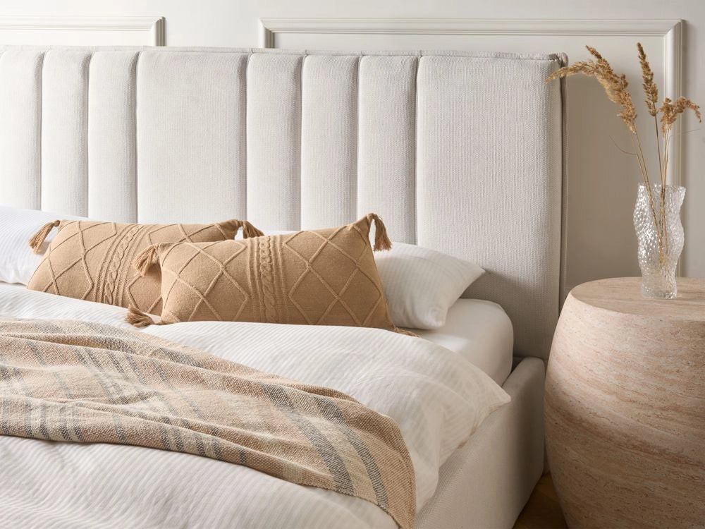 Set di 2 cuscini in cotone intrecciato beige 30 x 50 cm soggiorno camera da letto